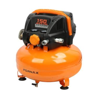 Imagem de FORNAX Compressor de ar panqueca com dois acopladores, compressor de ar elétrico portátil de 150 litros, compressor de ar sem óleo de 150 psi
