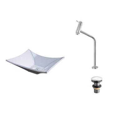 Imagem de Kit Cuba L38 C/Torneira Link 1062 Metal + Válvula Click 1''G Branca