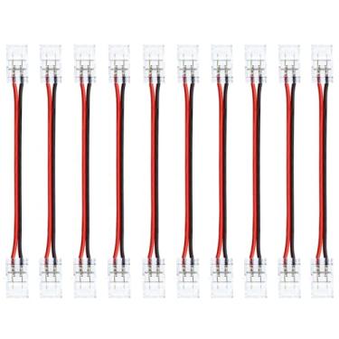 Imagem de LightingWill Conectores de fita de LED 2 pinos 8 mm, 10 peças de jumper sem solda, conectores de LED para fitas de luzes, conector de fita de LED para COB/SMD 2835 3528 faixa de cor única