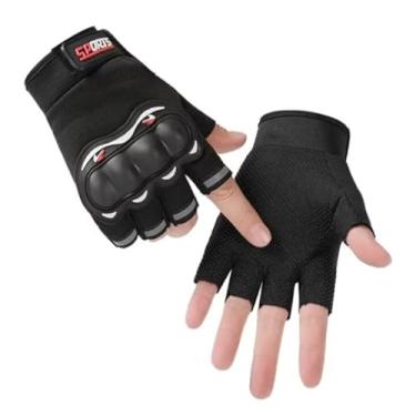 Imagem de Luvas de Proteção Meio Dedo para Moto e Bike, Antiderrapante, Protetor de Impacto, Preto