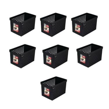 Imagem de Kit 7 un caixa arquivo movel largo p/ pasta suspensa preto - ORDENE