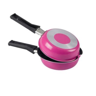 Imagem de Hamburgueira Dupla Antiaderente 14cm Rosa Nacional - Alumínio Nacional