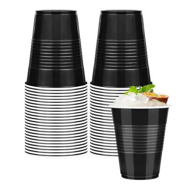 Imagem de Copos plásticos descartáveis WYTAOHZL 350ml pretos, pacote com 50