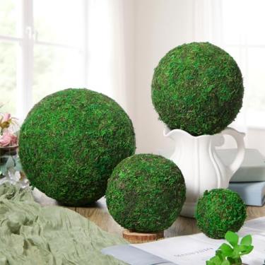 Imagem de Maasechs 4 peças de bolas de musgo verdes grandes bolas de musgo artificiais para vasos de primavera para primavera, casa, casamento, jardim, quinta, outono, mesa, centro de mesa, decoração interna e