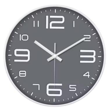 Imagem de Relógio de Parede Cinza e Branco Moderno Sala Quarto Escritório - HAI 