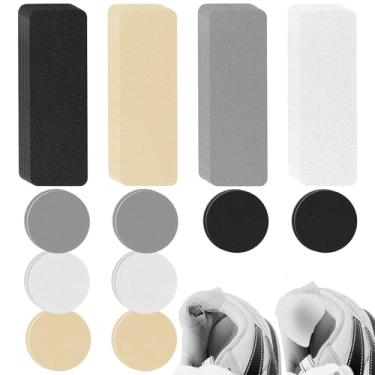Imagem de 48 peças de remendos de reparo de sapatos para furos – 4 cores de couro autoadesivo e remendos de reparo de sapatos de malha, retangular em forma de círculo, remendo de reparo de sapatos para tênis