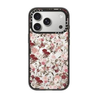 Imagem de CASETiFY Capa Impact para iPhone 17 Pro [fina/compatível com carregamento sem fio/2,5 m. Proteção contra quedas de grau militar 4X] - Vintage Flower Monday - Preto transparente