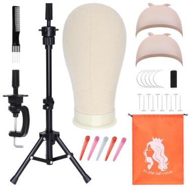 Imagem de Tripé de suporte de peruca PWEOUKE de 23 polegadas com cabeça de bloco