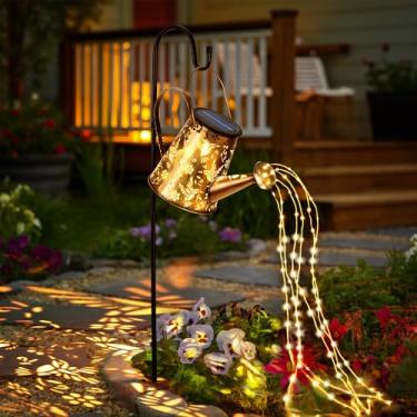 Imagem de Luzes solares, decoração ao ar livre, presente de jardinagem perfeito para mamãe mulheres vovó, presente de aniversário atencioso, lanternas penduradas, luzes de regador para jardim, quintal, varanda