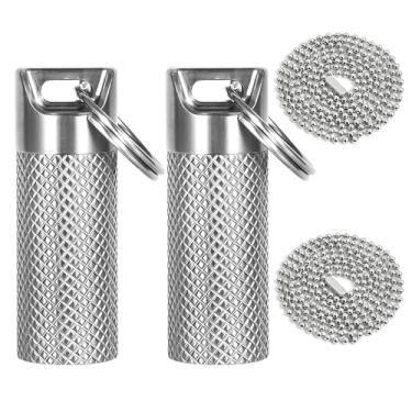 Imagem de Porta-comprimidos e colar mini de titânio – 100% à prova d'água e hermético, suporte de comprimidos de viagem aprovado pela TSA para itens essenciais, recipiente de medicamentos ultra leve e compacto