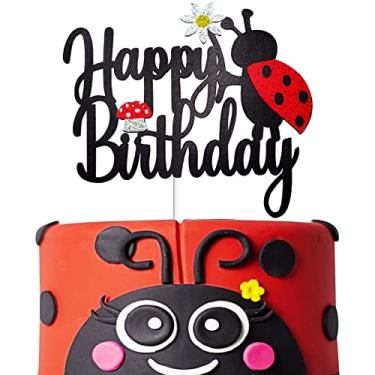 Imagem de Spring Ladybug Happy Birthday Cake Topper - Baby Shower Little Ladybug Spring Bugs Cake Topper - 1st Ladybug Birthday Cake Supplies