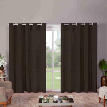 Imagem de Cortina Roma para Sala e Quarto, 300 x 220 cm, 2 Folhas, Poliéster Decorativo, Estampado (MARROM)
