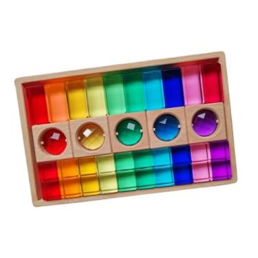 Imagem de Esquirla Blocos de empilhamento de gemos acrílicos Brinquedos de empilhamento, colorido da pré -escola Aprendendo Translúcido Rainbow Stacker For Kids Boys