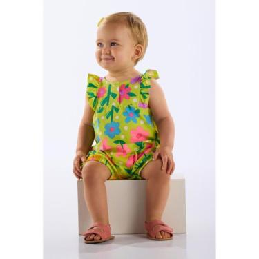 Imagem de Macaquinho em Cotton Bebê Menina Up Baby, Verde, M