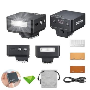 Imagem de Godox Flash TTL iT20 N iT20-N para câmeras Nikon, flash de potência total 700, tempo de reciclagem de 1,5s, bateria de lítio embutida, mini flash Speedlight com filtros de cor (preto)