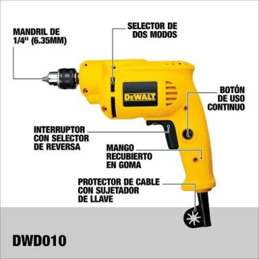 Imagem de Furadeira DeWalt 1/4 380W 220V potência e precisão para profissionais 