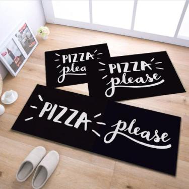 Imagem de Jogo de Tapete de Cozinha Pizza Please  3 Pças - DOMPAD