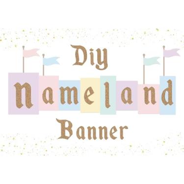 Imagem de Cbloxtor Decorações de festa de aniversário de castelo faça você mesmo, placa de faixa de aniversário com nome personalizado para festa temática de princesa, chá de bebê, porta-malas ou artigos de