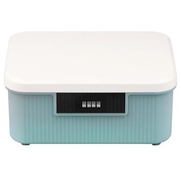 Imagem de Caixa de armazenamento com trava, cofre de plástico portátil com fechadura combinada, cofre médico de alimentos, recipiente para geladeira pessoal, organização de escritório em casa, viagem, 26 x 21 x