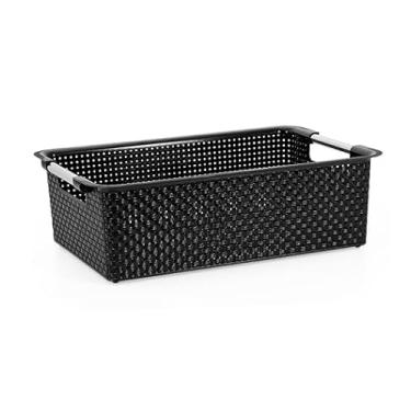 Imagem de CESTO ORGANIZADOR QUE IMITA RATTAN, COR PRETA, MEDIDAS: 44X29X13,5cm
