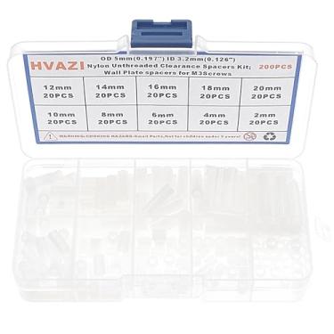 Imagem de Kit de espaçadores redondos de nylon HVAZI para parafusos M3 OD 5 mm ID 3,2 mm