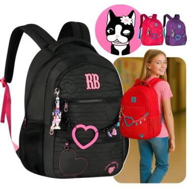 Imagem de Mochila Escolar Rebecca Bonbon Com Chaveiro Rb Juvenil Bolsa, Preto