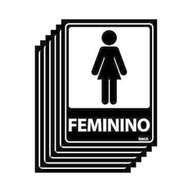 Imagem de Combo 6 Placas De Sinalização Banheiro Feminino 15x20 Ecom IA - A-465 