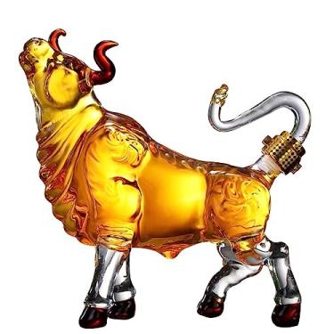 Imagem de Decantador de uísque, decantador de bourbon, decantador doméstico personalizado em forma de vaca, ornamentos de artesanato criativo, decantador de licor soprado pela boca, para vodka de conhaque (cor