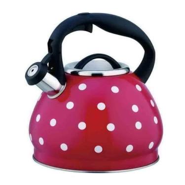 Imagem de wang hao shop Chaleira de chá, chaleira Whistlitea para fogão, chaleira de chá para fogão, alça anticalor com botão de toque, base para gás de indução, vermelho/3L