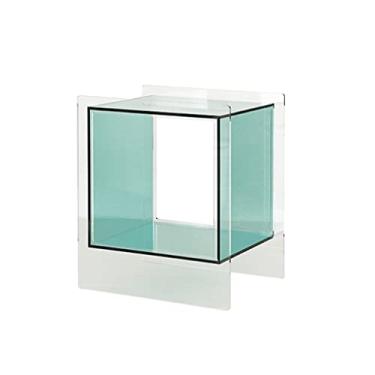 Imagem de Mesa lateral, mesa de cabeceira acrílica, mesa de cabeceira lateral, luz nórdica, luxuosa, sofá, armário lateral, criativo, transparente, quarto, armazenamento, armário, mesa de canto (cor: A) (A)