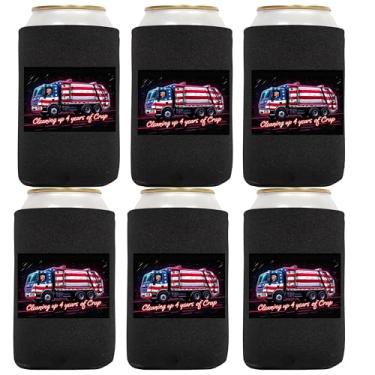 Imagem de QualityPerfection Mangas Térmicas Para Latas (6 Unidades) Refrigeradores De Cerveja 12 Oz, Tecido Neoprene 4 Mm Espessura, Porta-Copos Dobráveis Refrigerantes, Thermocoolers Onça Presidente Donald (