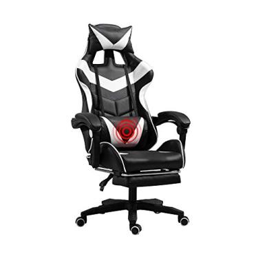 Imagem de Assento ergonômico de videogame de escritório com apoio para os pés, encosto alto, multifunções com apoio de cabeça e suporte lombar para escavação giratória de videogame