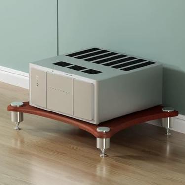 Imagem de Rack de áudio, suporte de mídia de 1/2/3/4 camadas, moldura de metal + madeira, suporte de TV aberto para áudio/vídeo, gabinete estéreo de mídia de CD, para casa/escritório/teatro