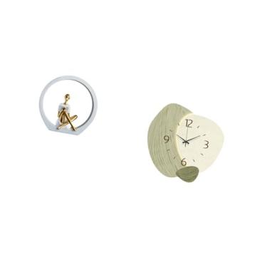 Imagem de Fenteer Relógio de Parede com Estatueta de Silenciosa, Estátua Feminina, Centro de Mesa, Quarto, Leitores, Presente, Estante, Escultura Abstrata de Faz