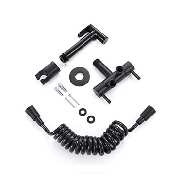 Imagem de MINJING Conjunto de pulverizador de vaso sanitário portátil de bidê com corpo de válvula de latão preto ou multifuncional montado na parede para uso familiar, pulverizador infantil