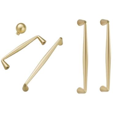 Imagem de CXYFQUUK Puxadores de armário 96 mm 128 mm liga de zinco sólido puxadores de armário de cozinha puxadores únicos ferragens para móveis 2 peças (ouro escovado)