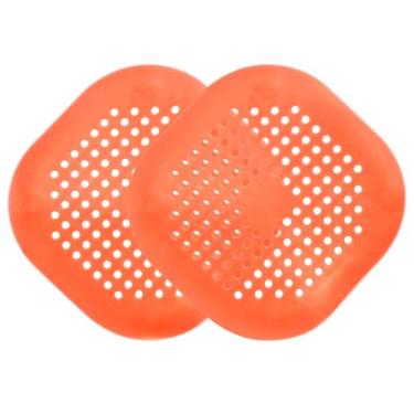 Imagem de PATIKIL Apanhador de ralo de cabelo 14 cm, 2 peças de protetor de ralo quadrado de silicone com ventosa para cozinha, banheiro, varanda, passarelas paisagísticas, pátios, laranja