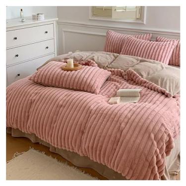 Imagem de Conjunto de capa de edredom de pele de coelho artificial engrossada de inverno de quatro peças Queen Size Conjunto de cama quente (G King)
