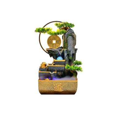 Imagem de hezhuhe2258 Decorações de mesa fonte de água de mesa interna, decoração de resina cascata de mesa para decoração (grande)