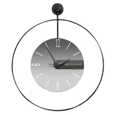 Imagem de WYUYIWH Relógio de parede silencioso de arte familiar decoração moderno relógio de parede sem tique-taque relógio de parede decorativo de metal para cozinha, casa, escritório, sala de estar, pendurar