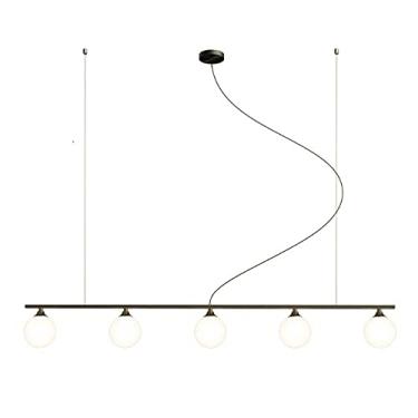 Imagem de WYUYIWH Luminária de ilha de lustre de 4 luzes acima da mesa de jantar, globos de vidro de leite com 5 luzes, iluminação pendente linear para cozinha, ilha, mesa, sala de estar, bar