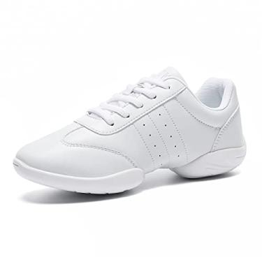 Imagem de LANDHIKER Cheer Shoes feminino branco dança sapatos jovens meninas torcida tênis esportivo treinamento atlético tamanho plano, Branco03, 13 Little Kid