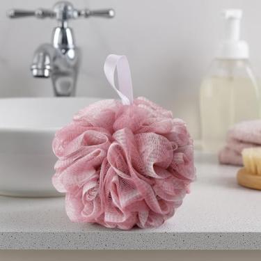 Imagem de Esponja de banho esfoliante, bucha de chuveiro para mulheres, pufe de malha de bambu de 75 g Scrunchies para banho - limpeza diária