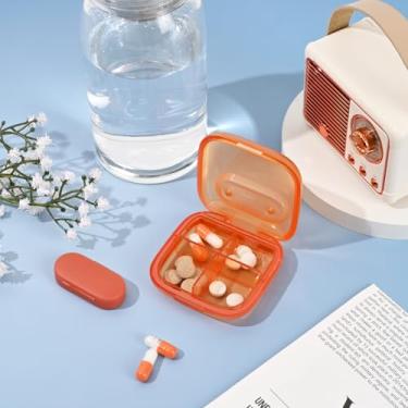 Imagem de Caixa organizadora de comprimidos de viagem, kit de estojo de remédios, recipiente diário, organizador de medicamentos, organizador de pílulas, laranja