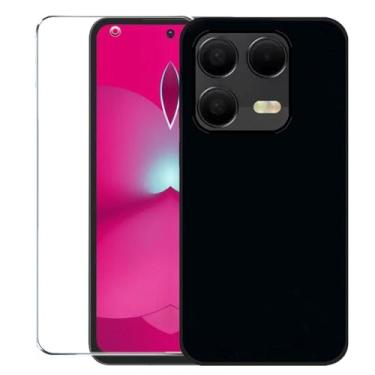 Imagem de Covthch Capa para celular T-Mobile REVVL 8 Pro com protetor de tela, T-Mobile REVVL 8 Pro, capa protetora preta flexível ultra fina de borracha de silicone TPU à prova de choque não amarelada