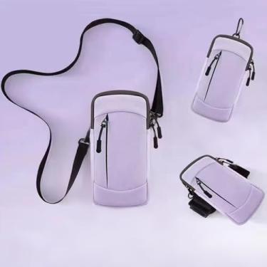 Imagem de Braçadeira de suporte de telefone, bolsa tiracolo pequena para coldres de ombro com faixa de braço, serve para todos os celulares de 16,7 cm, para corrida, caminhada, esportes