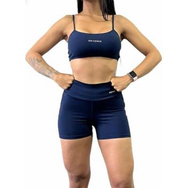 Imagem de Conjunto Top + Short Academia Drisheer Fitness Feminino, Azul, G