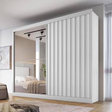 Imagem de Guarda-Roupa Atlanta 2 Portas 4 Gavetas com Espelho Ripado 100% Mdf Br