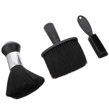 Imagem de Kit 3 Peças Escova de Limpeza de Cabelo e Coletor de Poeira do Pescoço para Cabeleireiro e Barbeiro | Escova Espanadora Profissional para Salão de Beleza e Corte de Cabelo