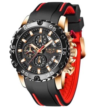 Imagem de Relógio Masculino Pulseira De Silicone Esportivo De Quartzo Dourado